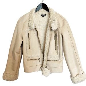 Bebe Faux Suede Shearling Moto Jacket
